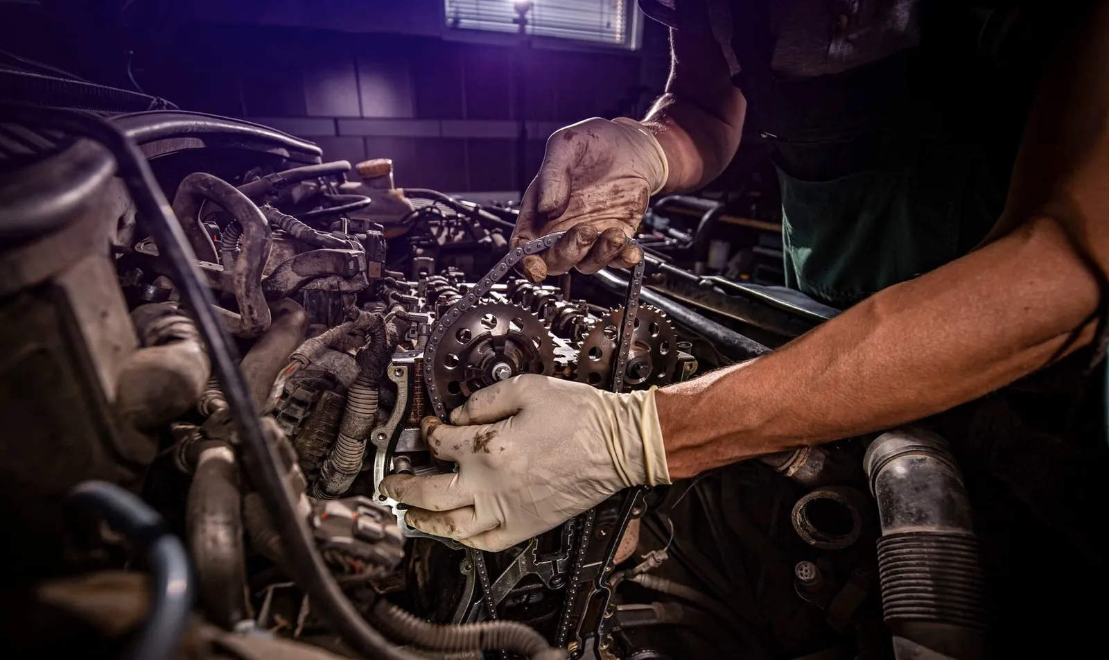 Mechanic checking an engine